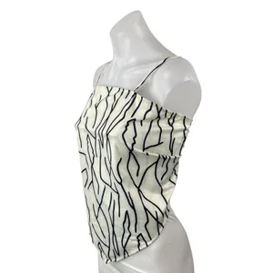 Commense Women's White Black Abstract Sleeveless Longline Cami Crop Top Size XS thumbnail 2