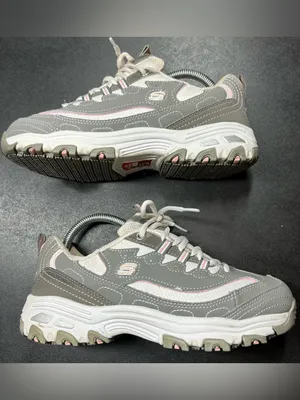 Skechers Women’s Size 8.5 Gray Light Pink D`lites Work Slip Resistant Sneakers thumbnail 2
