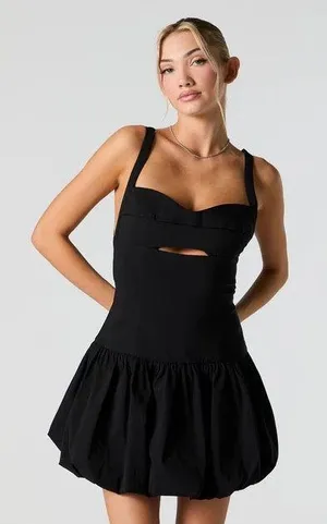 dress little black balloon cut out fitted bodycon evening cocktail party thumbnail 2