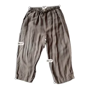 Mosaic USA Pants Women Large Gray Good Cropped Wide Leg Linen Elastic Waist thumbnail 6