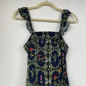 Agua Bendita X Target Blue Ruffled Ditsy Floral Mini Dress XXS Tiered Boho thumbnail 3
