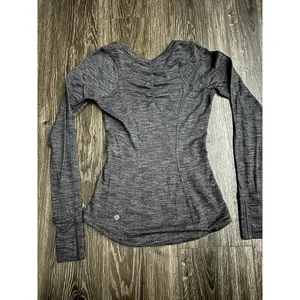 Lululemon 5 Mile Long Sleeve Tiger Space Dye Dark Slate Black thumbnail 4