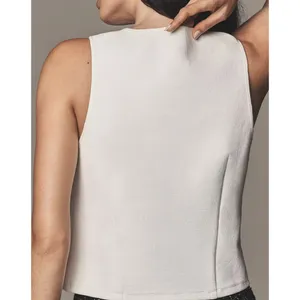 Anthropologie Dolan Left Coast Structured Vest Pullover White Cotton Size Medium thumbnail 3