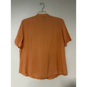 Anna and Frank Womens XL Peach 100% Silk Short Sleeve Mandarin Collar Blouse thumbnail 5