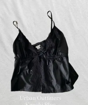Urban Outfitters Kimchi Blue Black Satin Lace Cami thumbnail 1