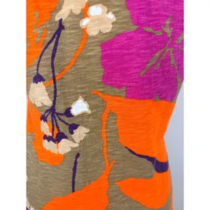 Boden Floral Shift Dress‎ 6L Green Orange V-Neck Crochet Trim Cotton Excellent thumbnail 12