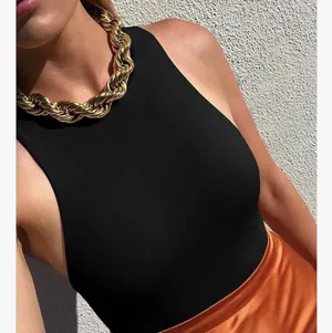 Sexy Slevless Racer Back Halter Neck Bodysuit tank top Size large new with ta thumbnail 2