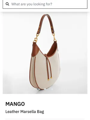 Mango MNG NWOT cognac brown leather Canvas Hobo Shoulder Bag in Beige and Brown thumbnail 3