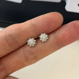 9mm CZ Sun Stud Earrings for Men Women,Streetwear Punk Hip Hop Unisex Style thumbnail 5