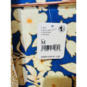 FREE PEOPLE Wild Nights Floral Blue Yellow Duster Kimono NWT size Medium thumbnail 5