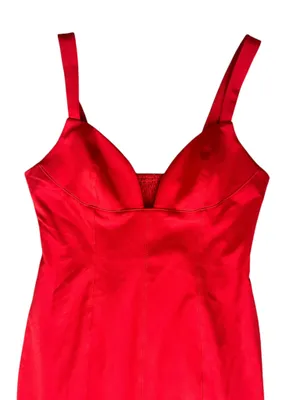 BHLDN Anthropologie Women’s Sage Sweetheart Stretch Crepe Red Midi Dress Sz M thumbnail 4