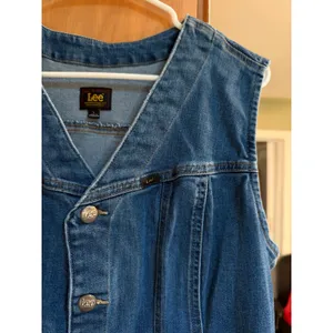 Lee Women's Size Large Heritage Sleeveless Rider Denim Dress V-Neck Button Front thumbnail 7