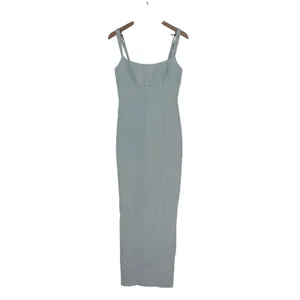 Thread Corset Midriff Crepe Column‎ Maxi Dress In Mist Size 4 thumbnail 3
