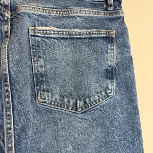 Zara TRF High Rise Distressed Straight Leg Denim Jeans Women's 14 Blue Raw Hem thumbnail 11