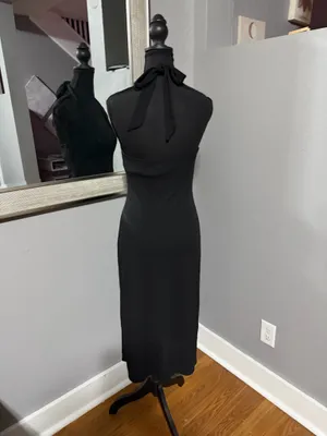Banana Republic Whimsy-Goth V Neck Halter Cocktail Dress Black Size Small. thumbnail 5