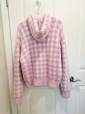 SKIMS Cozy‎ Knit Unisex Hoodie in Petal Houndstooth Apres Ski thumbnail 3