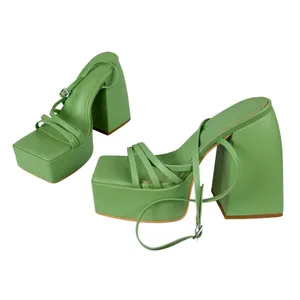 Princess Polly La Belle Platform Heels Green Sz 6 Strappy thumbnail 4