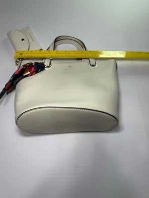 nanette lepore Cream faux Leather Satchel with Floral Scarf Accent thumbnail 7