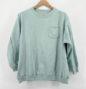 Aerie Good‎ Vibes Medium Sage Oversized Heart Graphic Pocket Sweatshirt Pullover thumbnail 1