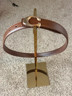 Brown Belt with Gold 'C' Buckle Accent. Very durable & well made. Size- 97cm thumbnail 3