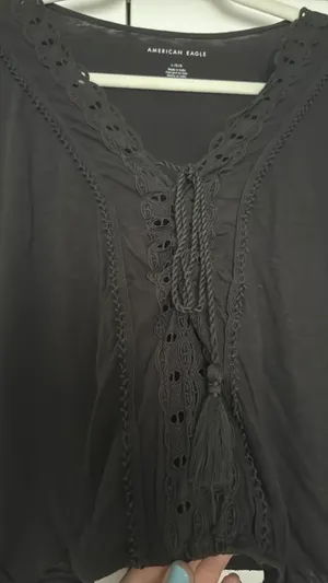 American Eagle Blouse Long Sleeve Dark Grey  thumbnail 2