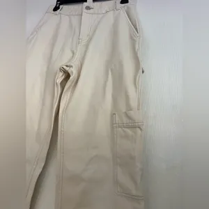 H&M Women's Cream Wide Leg Jeans thumbnail 5