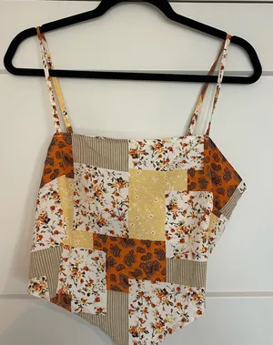 Patchwork Floral Bandana Spaghetti Strap Top thumbnail 1