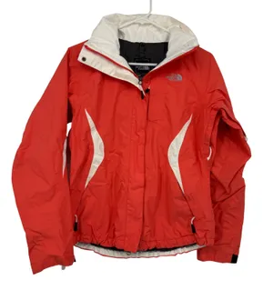 The‎ North Face HyVent Ski Jacket Womens Small Red White Waterproof Hooded Shell thumbnail 1