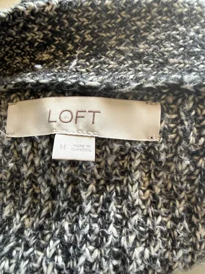 Loft black and white marled long sleeve v-neck stretchy pullover sweater M thumbnail 6