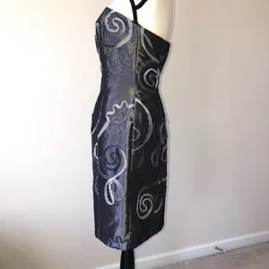 Vintage Jessica McClintock Dress Autumn Wedding Guest Strapless S XS Metallic 90 thumbnail 5
