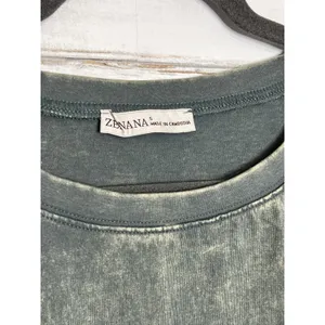 Zenana Acid Wash T-Shirt & Shorts Matching Set Small Dark Green Cotton Lounge thumbnail 5