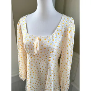 Staud Juniper Daisy Floral Mini Dress Square Neck Balloon Sleeve Size 10 thumbnail 12