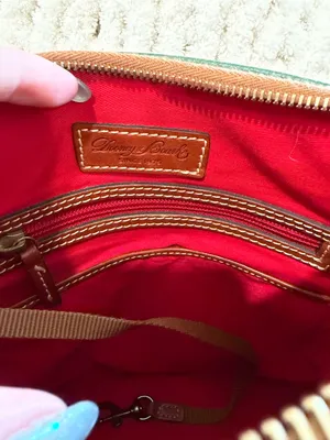 Dooney & Bourke Emerald Green Pebbled Leather Shoulder Bag with Brown Trim thumbnail 9