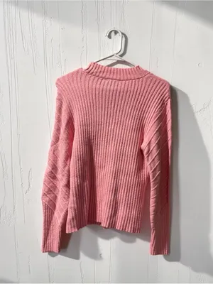 Jessica Simpson Pink Cable-Knit Crewneck Sweater thumbnail 2