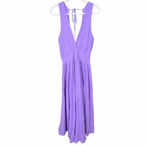 Jen's Pirate Booty Lilac Purple Cotton Shorecrest Gauze Smocked Flowy Maxi Dress thumbnail 4