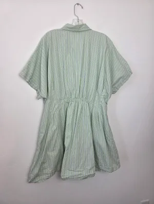 100% Cotton Lime Pastel Green Striped Shirt Dress Academia Preppy Plus Size XXL thumbnail 8