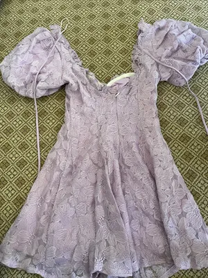 Hello Molly Women’s Lavender Puff-Sleeve Floral Dress thumbnail 3