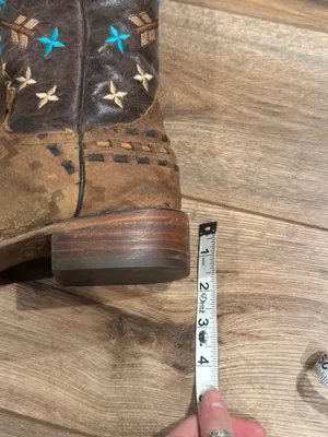 Vintage Handmade In Mexico Western Aztec Square Toe Leather Cowboy Boots | Sz 8 thumbnail 8