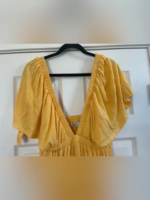 Women’s Free People FP Beach La La Maxi Dress Yellow-Orange Size L thumbnail 3