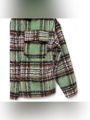 Lulus Women’s Sit Fireside Green Plaid Shacket Size XS thumbnail 10