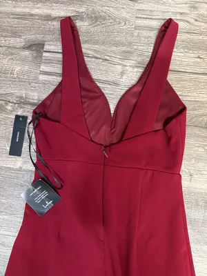 👗Lulus Burgundy Maxi Formal Dress NWT Deep V Sleeveless Gown Size M thumbnail 6