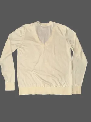 Quince Lightweight Cotton Cashmere V-Neck Sweater Butter Yellow Medium Luxurious thumbnail 2