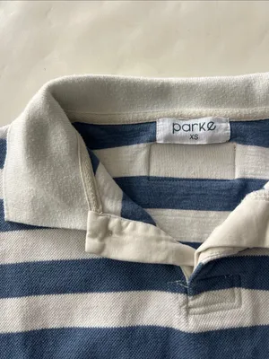 Parke Striped Rugby Shirt Blue White Long Sleeve Sweater Polo Top XS thumbnail 5