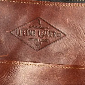 Lifetime Leather Co Brown Leather Large Tote Bag USA Handmade Zip Top thumbnail 5