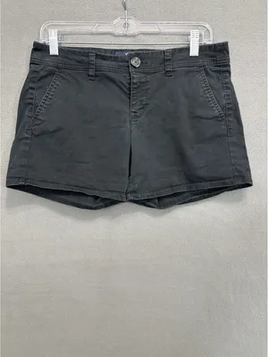 American Eagle Outfitters Black Chino Shorts Mid Rise Stretch Pockets Size 4 thumbnail 2
