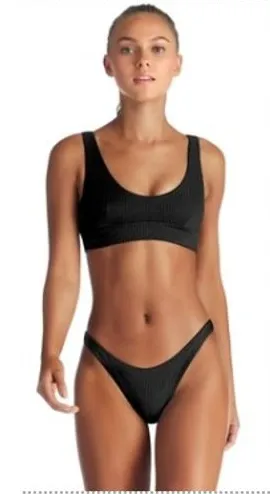 Vitamin‎ A Women's EcoRib Sienna Bikini Set High Waisted Bottoms In Black Sz XS thumbnail 1