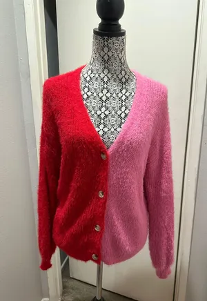 Color Block Cardigan Pink Size M thumbnail 1