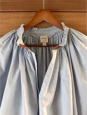 Maeve Anthropologie Pleated Trapeze Blouse Puff Sleeve Light Blue Women’s Small thumbnail 10