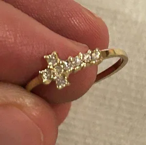 Ring band 925 sterling silver unique cute size 5 gold tone thumbnail 1