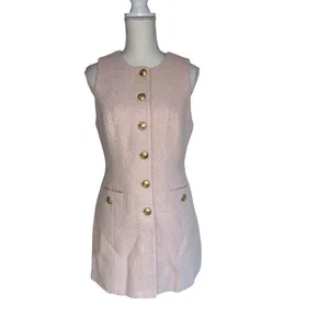 L'Academie by Marianna Dapheen Mini Dress in Light Pink Medium New Womens Tweed thumbnail 5